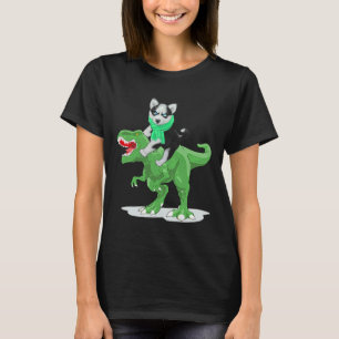 Siberian husky Hund Riding Dinosaur T Shirt