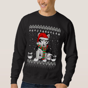 Siberian husky Hund Santa Hat Julafton Ugly Lång Ärmad Tröja