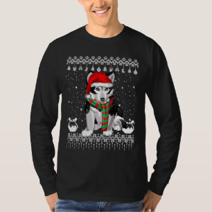 Siberian husky Hund Santa Hat Julafton Ugly T Shirt
