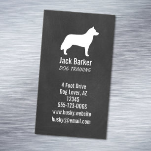 Siberian husky Hund Silhouette Chalkboard Stil Visitkortmagnet