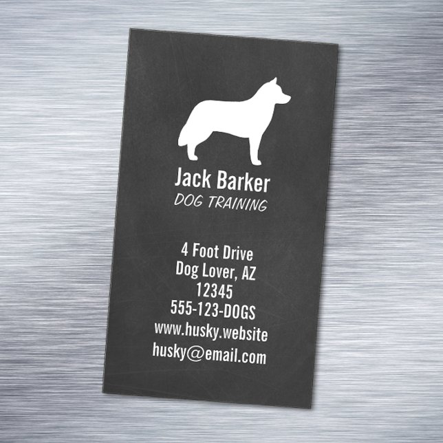 Siberian husky Hund Silhouette Chalkboard Stil Visitkortmagnet (Skapare uppladdad)