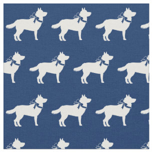 Siberian husky Hund Silhouette Pet Navy Blue Tyg