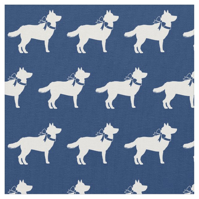 Siberian husky Hund Silhouette Pet Navy Blue Tyg (Närbild)