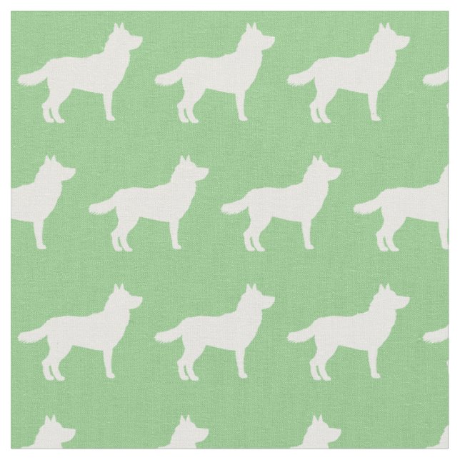 Siberian husky Hund Silhouette Pet Sage Grönt Tyg (Närbild)
