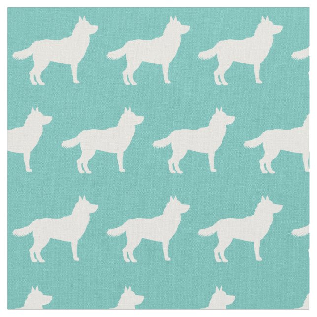 Siberian husky Hund Silhouette Pet Teal Tyg (Närbild)
