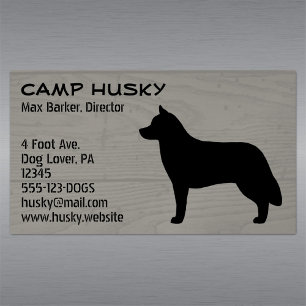 Siberian husky Hund Silhouette Wood Grain Stil Visitkortmagnet
