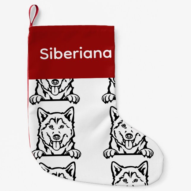 Siberian husky hund sockar Anpassad hund Socks - P Liten Julstrumpa (Framsidan)