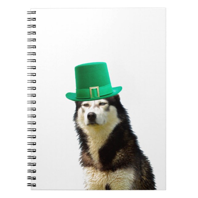 Siberian husky Hund St. Patrick's day Anteckningsbok (Framsidan)