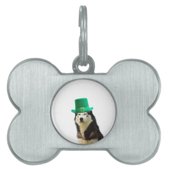 Siberian husky Hund St. Patrick's day ID-bricka Husdjur (Framsidan)