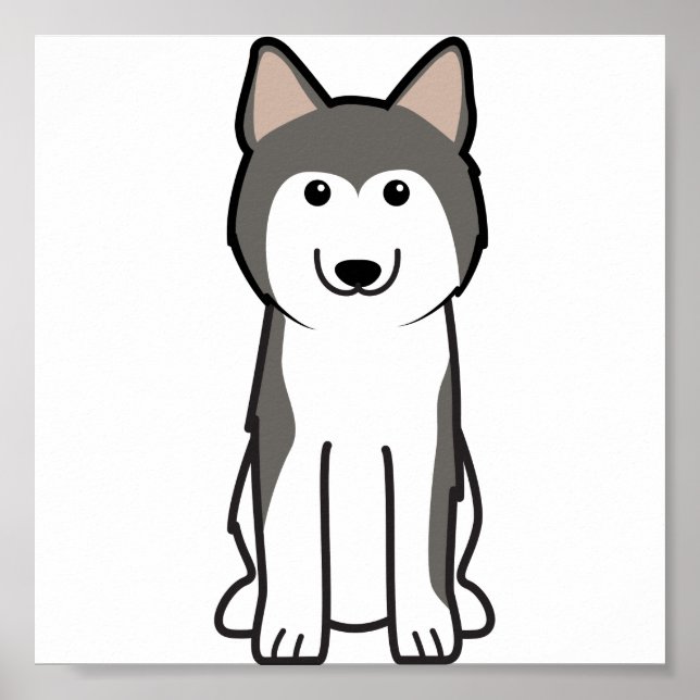 Siberian husky Hund Tecknad Poster (Framsidan)