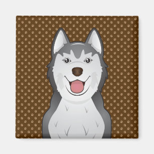 Siberian husky Hund Tecknad Tassar Magnet