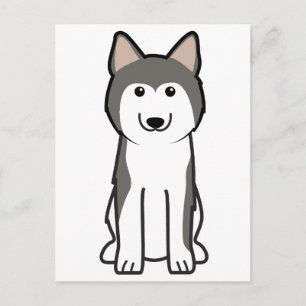 siberian husky Hund Tecknad Vykort