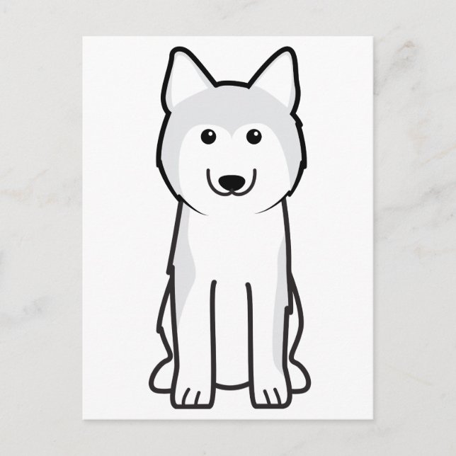 Siberian husky Hund Tecknad Vykort (Framsida)