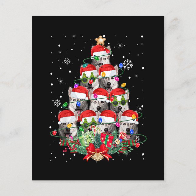 Siberian Husky Hund Träd Jul Pyjamas Xmas Hund (Framsida)