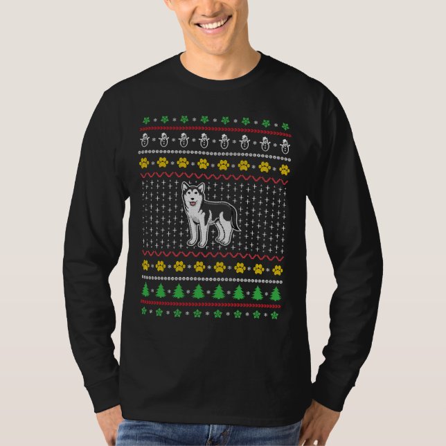 Siberian husky Hund Ugly jul Cute Siberian H T Shirt (Framsida)