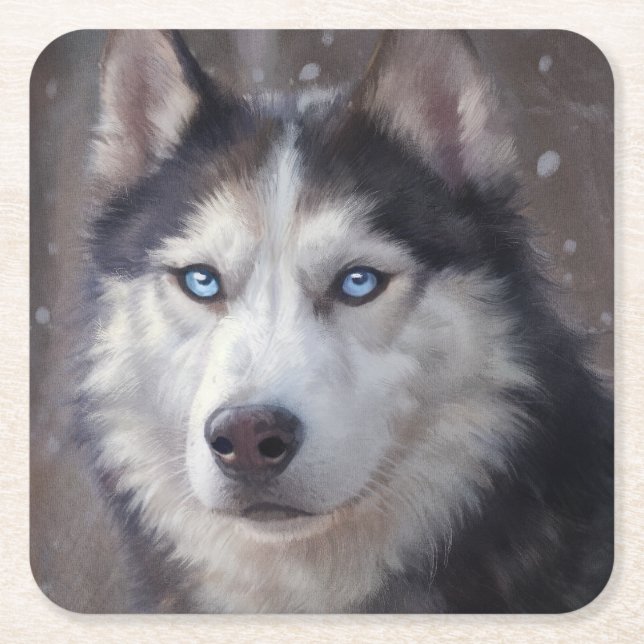 Siberian husky Hund Underlägg Papper Kvadrat (Framsidan)