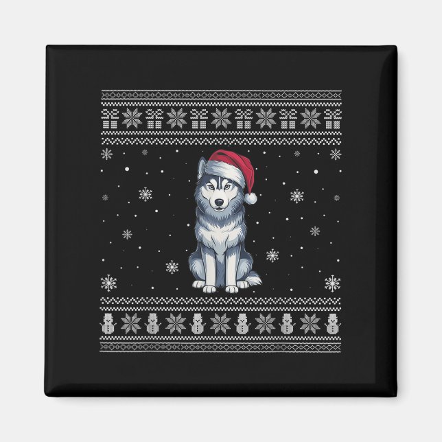 Siberian Husky Hundälskare Män Kvinnor Tomte Fula  Magnet (Framsidan)