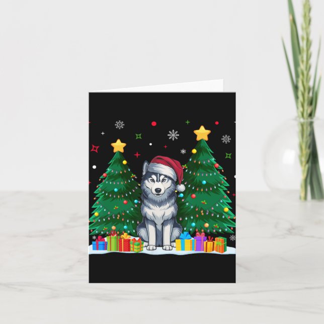 Siberian husky Hundälskare Santa Hat Ugly jul Kort (Framsida)