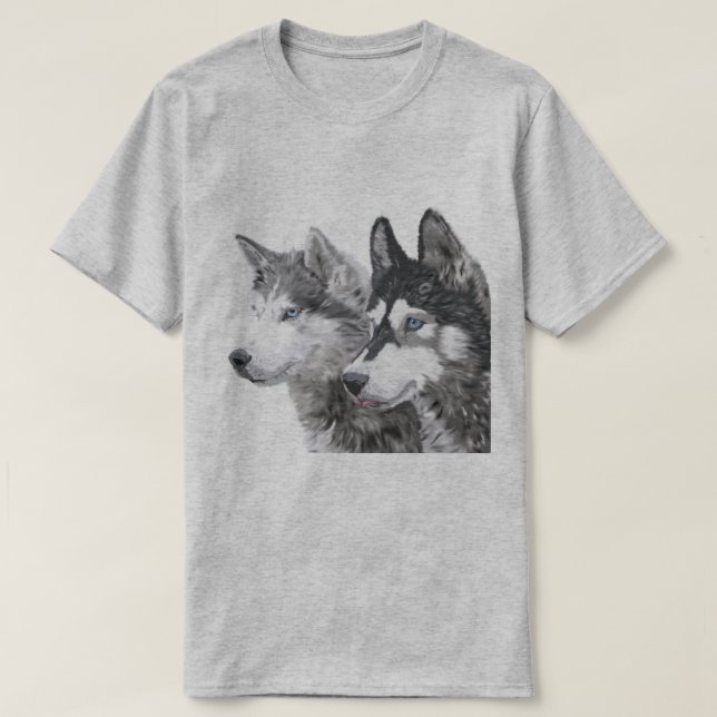 Siberian Husky Hundar T-shirt (Design framsida)