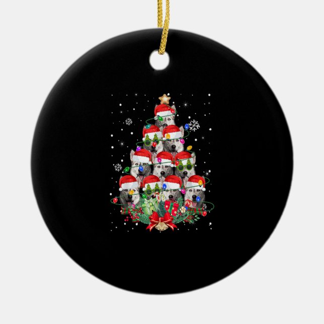 Siberian husky Hundar Träd jul Pajama Julafton Hun Julgransprydnad Keramik (Framsidan)