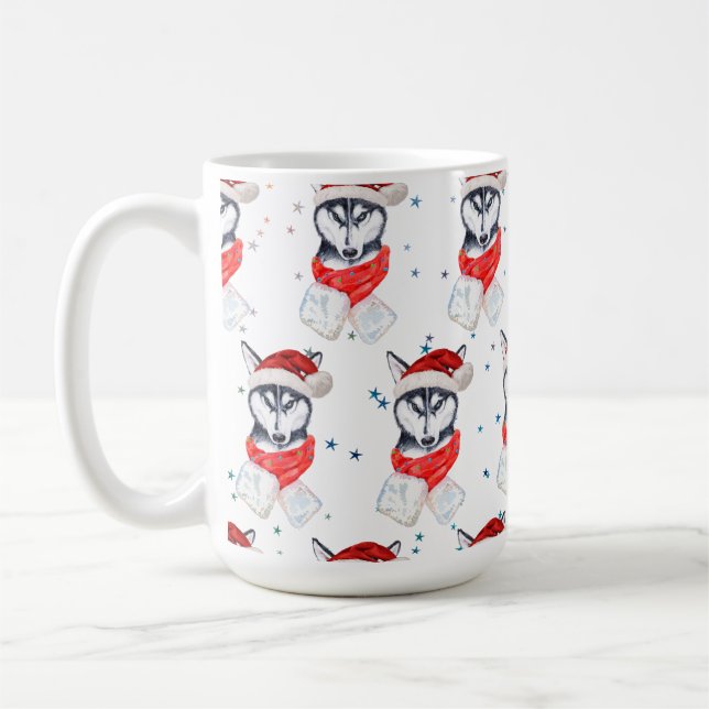 Siberian Husky Hundras Julstjärnor Kaffemugg (Vänster)