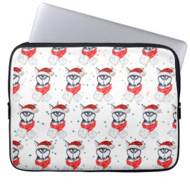 Siberian Husky Hundras Julstjärnor Laptop Fodral