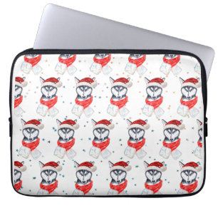 Siberian Husky Hundras Julstjärnor Laptop Fodral