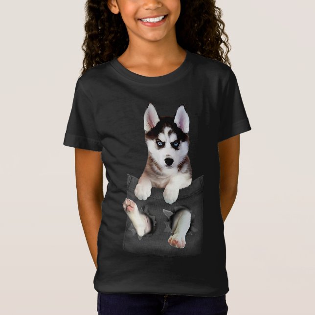 Siberian husky i docksäcken t shirt (Framsida)