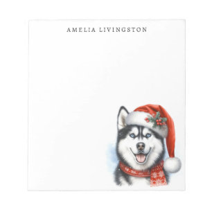 Siberian husky i en Santa Hat-Personlig Anteckningsblock