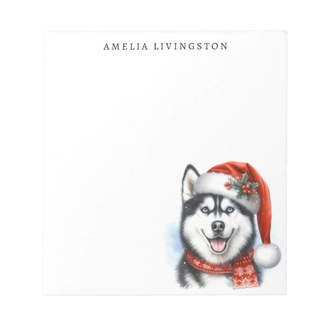 Siberian husky i en Santa Hat-Personlig Anteckningsblock (Framsida)