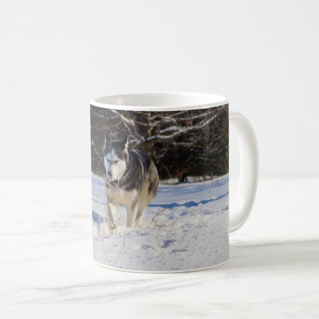 Siberian husky i Snö-kaffet Mugg (Framsida höger)