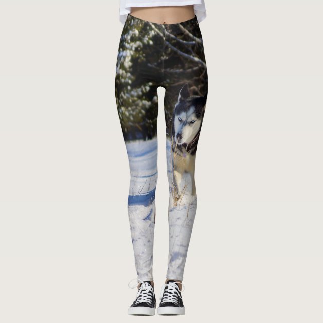 Siberian husky i snön leggings (Framsida)