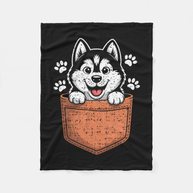 Siberian Husky In Your Front Cket  Fleecefilt (Framsidan)