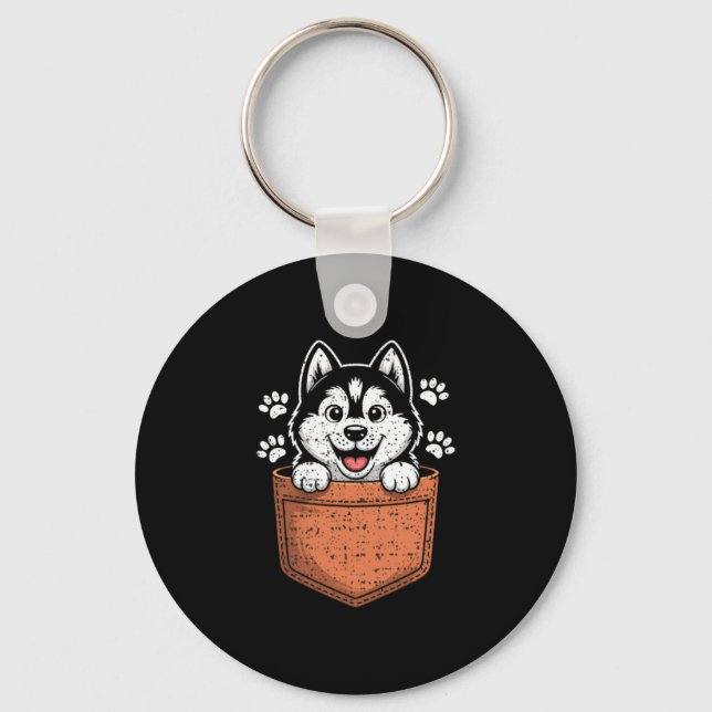 Siberian Husky In Your Front Cket  Nyckelring (Framsida)