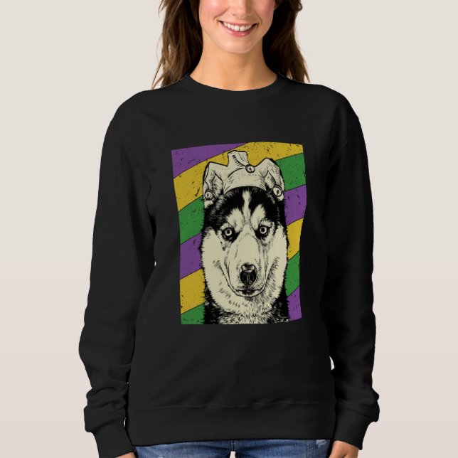 Siberian Husky Jester Mardi Gras Dog Mom or Dad T Shirt (Framsida)