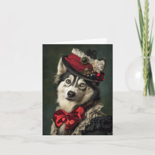Siberian Husky Jul Elegant Viktoriansk Hund Helgkort