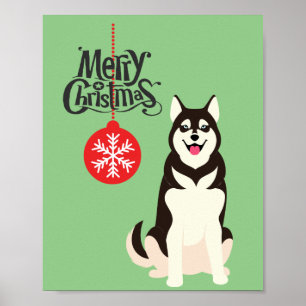 Siberian husky jul Helgdag Poster