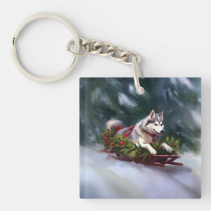 Siberian husky jul i snö