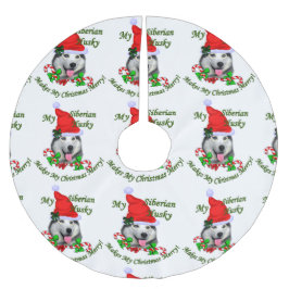 Siberian husky jul julgransmatta borstad polyester