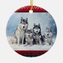 Siberian husky jul julgransprydnad keramik