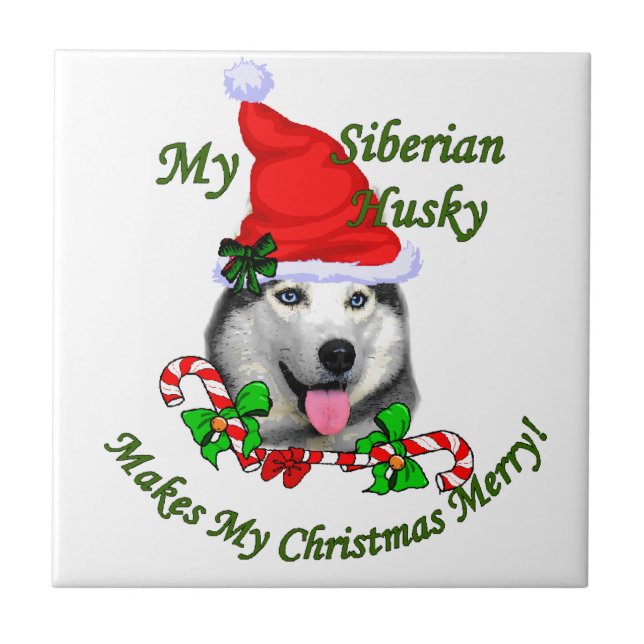 Siberian husky jul kakelplatta (Framsidan)