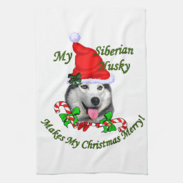 Siberian husky jul kökshandduk