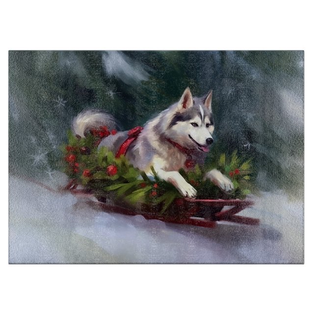 Siberian Husky jul snö vinter (Framsidan)