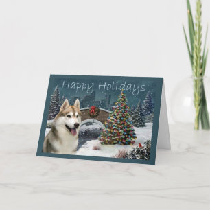 Siberian husky julafton helgkort