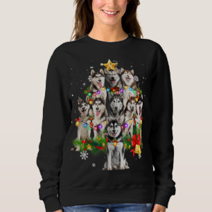 Siberian husky-julen Hund Träd Ljus Pajamas F T Shirt