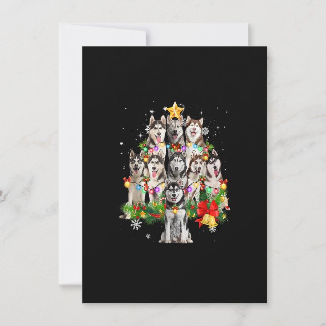 Siberian husky Julgran Hund Ljus Pajamas X Inbjudningar (Framsida)