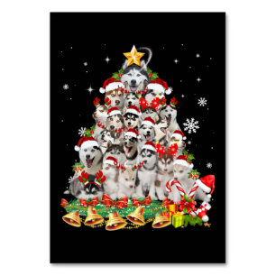 Siberian husky julgran ljus HUND JULAFTON Bordsnummer