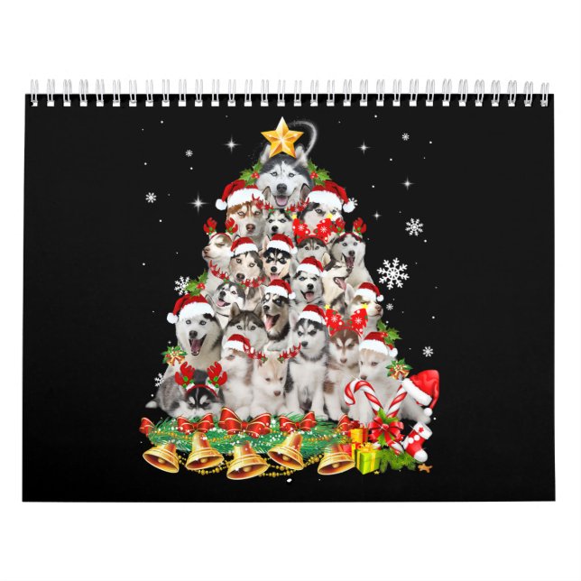 Siberian husky julgran ljus | hund julafton kalender (Omslag)