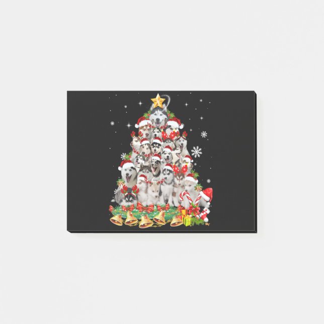 Siberian husky julgran ljus | HUND JULAFTON Post-it Block (Framsida)