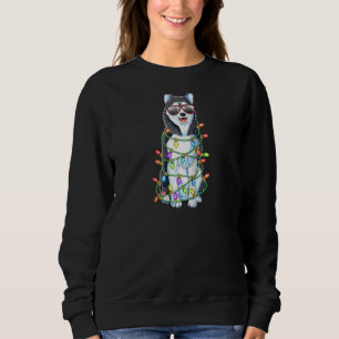 Siberian husky Julgran Ljus Santa Julafton D T Shirt